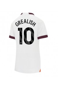 Manchester City Jack Grealish #10 Jalkapallovaatteet Naisten Vieraspaita 2023-24 Lyhythihainen
